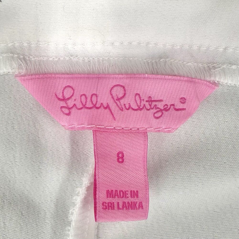 Lilly Pulitzer Alessia Stretch Dinner Pants 8 White Trousers Slim Ankle Resort - Picture 3 of 16